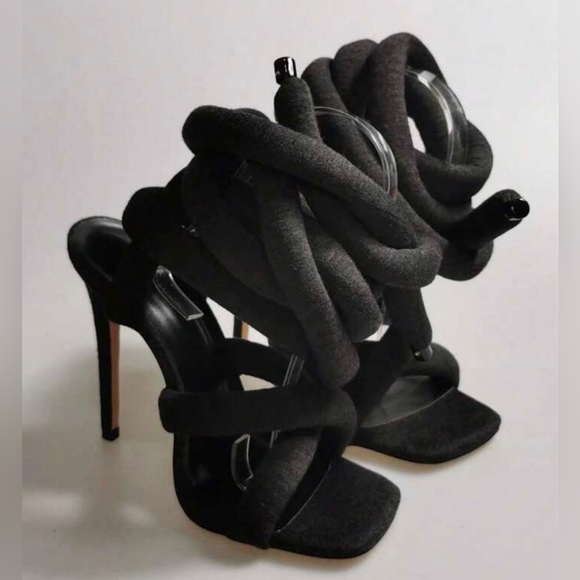 SHEIN Shoes - SHEIN Black Strappy High Heels